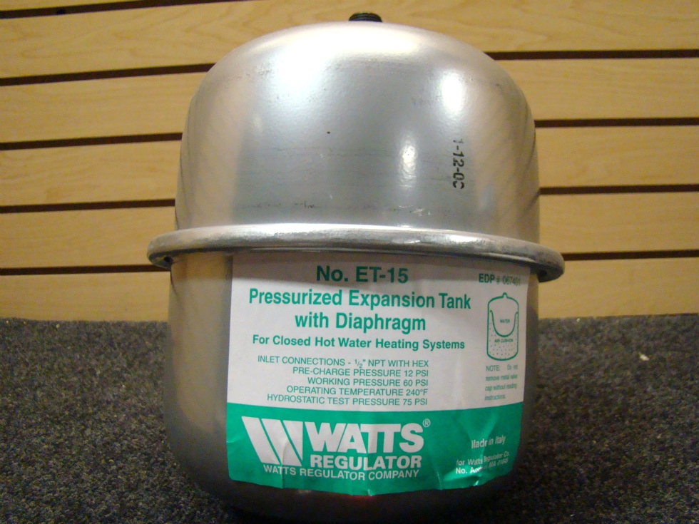 RV Appliances USED RV/MOTORHOME WATTS REGULATOR PRESSURIZED EXPANSION TANK RV Water Heater Parts