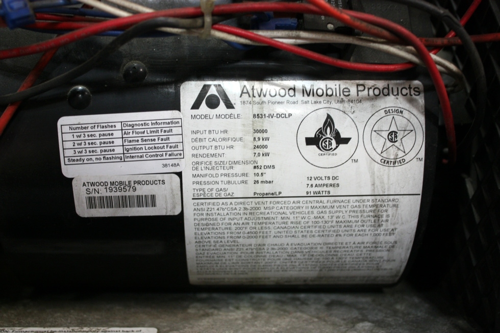 RV Appliances USED 8531IVDCLP ATWOOD MOTORHOME FURNACE FOR SALE RV
