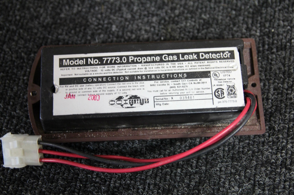 RV Interiors USED REPLACEMENT CCI CONTROLS BROWN LP GAS LEAK DETECTOR